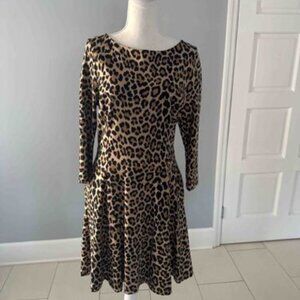 Leopard Print A-Line Knee-Length Dress